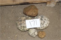 5 GEODES, CANTALOPE SIZE AND SMALLER