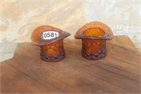 (2) VINTAGE AMBER COLORED TOP HATS