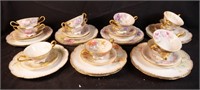 Group of hand painted Haviland tea cups,