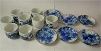 Group of 8 blue & white Asian porcelain