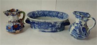Group of oval porcelain bowl & 2 Mason's jugs