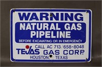 Warning Natural Gas Porcelain Sign