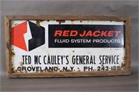 Vintage Red Jacket Fluid System Products Sign