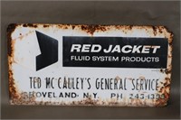 Vintage Red Jacket Fluid System Products Sign