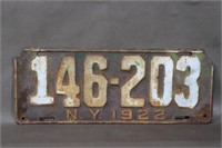 1922 New York License Plate