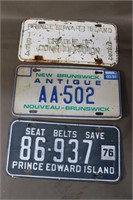 3 Atlantic Canada License Plates