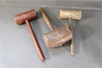 3 Antique Wooden Mallets