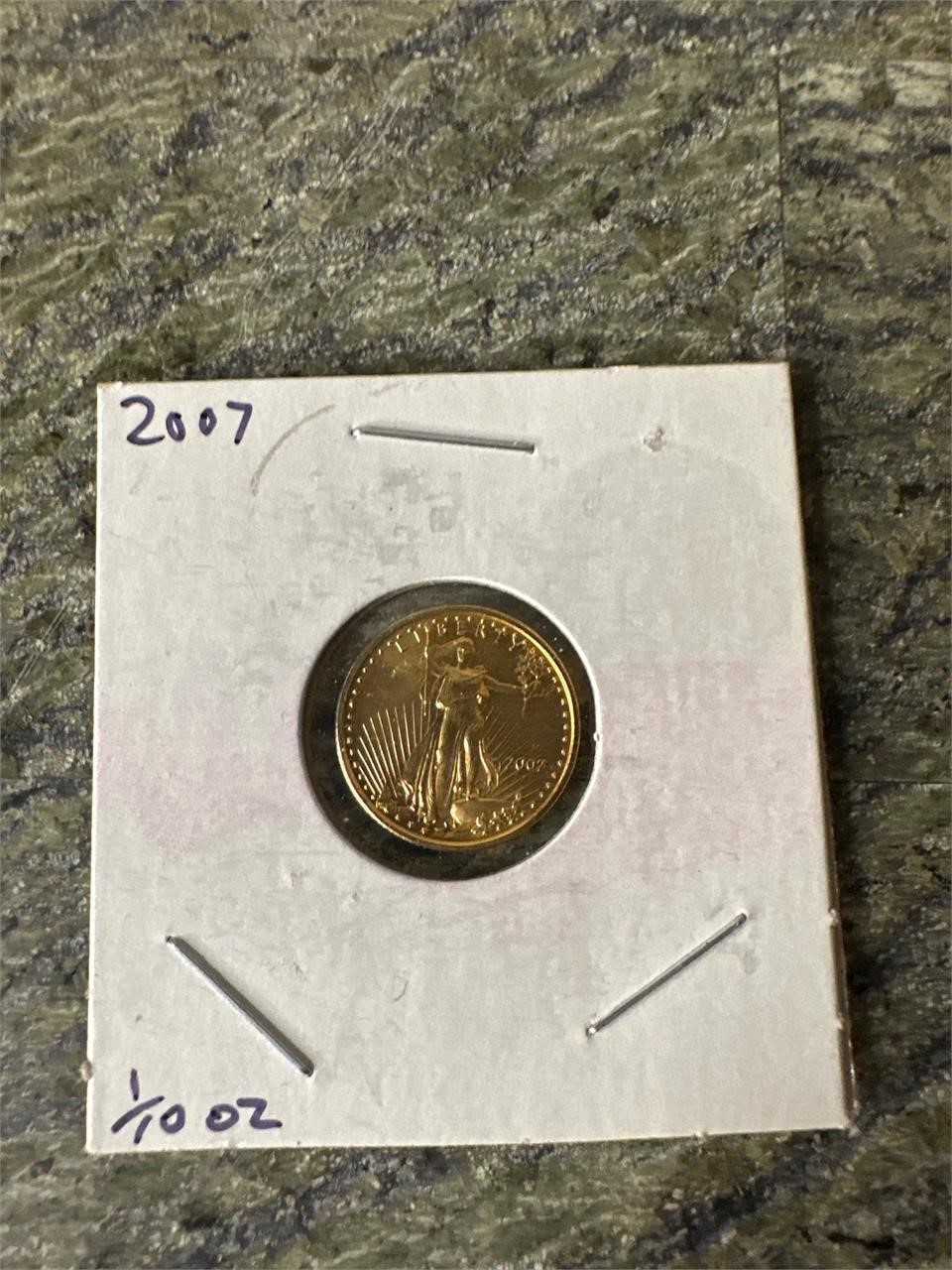 2007 US 1/10th ozt Gold BU $5 Eagle Coin
