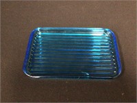 Martinsville Peacock Blue Glass Tray