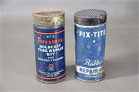 2 Antique Rubber Repair Containers