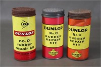 3 Antique Dunlop Rubber Repair Containers