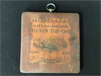 Wooden Plaque with Antique Ad