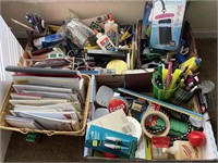 4 flats of office supplies & junk drawer contents