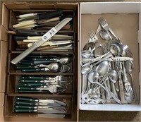 2 flats of stainless flatware
