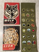 Vintage Boy Scout merit badges, handbooks