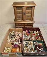 Huge lot of costume jewelry and jewelry box