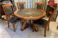 50" round tile top table and 4 chairs