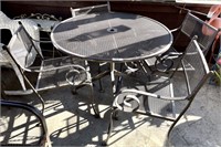 42" metal mesh patio table and 4 chairs