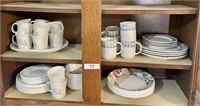2 groups of Corelle dishes, OneidaWare dishes