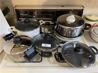 Pots and pans on top of stove