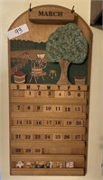Wooden perpetual wall calendar