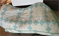 Turquoise and white quilt (needs washing)