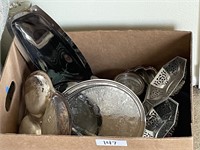 Box of silverplate serving pieces