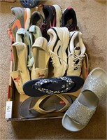 Box of NEW or nearly new size 8 shoes and sandals