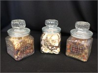 Glass Cannister Set with Shells and Potpourri