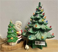 13" ceramic lighted musical Christmas tree & Santa