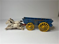 Antique Cast Iron Toy Horse and Wagon set