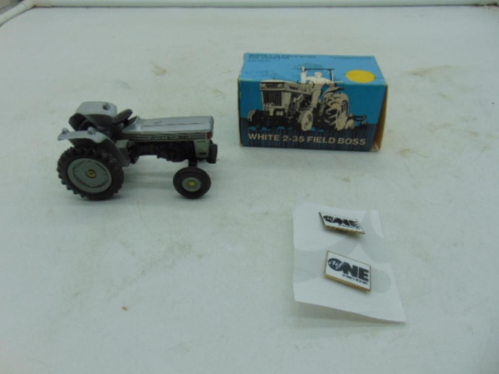 White Iseki Tractor and Hat Pins