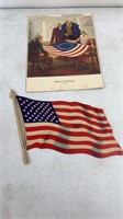 Vintage cardboard flag  and birth of the flag