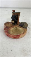 Black Americana outhouse shell ashtray