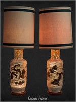 Chinoiserie Pierced Ceramic Dragon Lamps