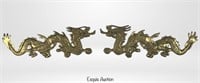 Pair of Chinese Dragon Brass Wall Plaques