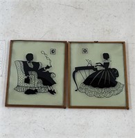 Victorian silhouette set man & woman relaxing