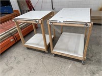 4 Timber 2 Tiered Mobile Utility Trolleys