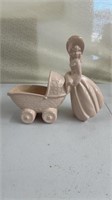 1940s hager, pottery lady w/ buggy planter