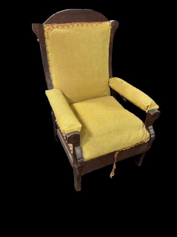 Antique reclining padded chair-needs restored