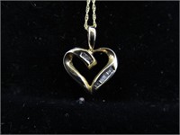 Dainty 10k Gold Heart Pendant & 16" Necklace