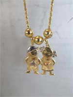 14k Gold 22" Articulated Boy & Girl Necklace