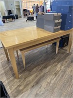 Medium wood table with bench