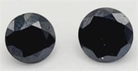 (K) Two Black Diamonds Gemstones - Round Cut -