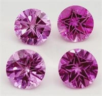 (K) Four Lab Created Pink Sapphire Gemstones -