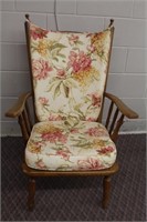 Oak armchair with removable seat & back cushion,