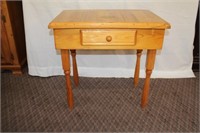 Hand crafted, pine one drawer side table, 27"