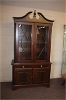 Mahogany two piece china hutch, federal style,