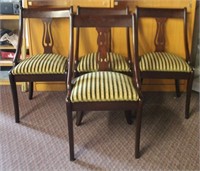 Four mahogany lyre back hip rest side chairs