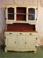 Two piece painted china hutch, combined height